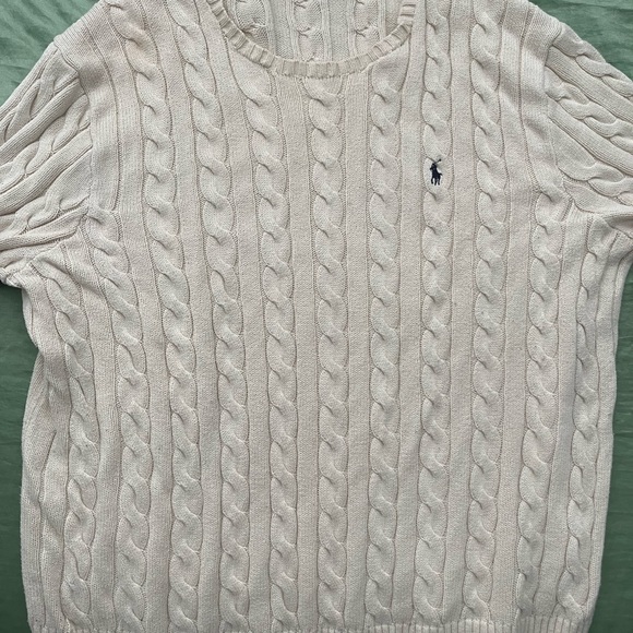 Polo Ralph Lauren white knit sweater, featuring a crewneck and a ribbed trim. - Picture 3 of 4